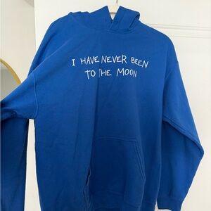 Blue Graphic Crewneck Hoodie Sweatshirt - Casual Pullover